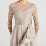 Theia Zola Bateau Mikado Lace Gown Tan Size 16 Photo 3