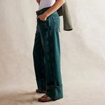Free People NWT Final Countdown Cuffed Low-Rise Jeans in Luke Green Photo 1