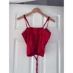 Meraki Red Crochet Lace Corset Top Bustier Festival Boho Tie Front Size Medium Photo 2