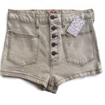 Free People We The Free Bridgette Denim Button Up Short Shorts Ecru 29 NWT Photo 0