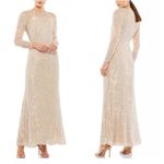 Mac Duggal 93629 Sequined Illusion Trumpet Gown Sz 8 NWT High Neck Long Sleeve Photo 1