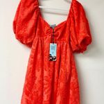 NWT Future Collective Floral Puff Sleeve Babydoll Mini Dress red Women's Sz XS Photo 2