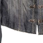 Elie Tahari Washed Blue Embellished Hook Closure Stand Collar Military Jacket L Photo 3