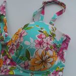 Leilani Floral Bikini Set Turquoise and Pink Push Up Top Vacation Tropical Sz 12 Blue Photo 9