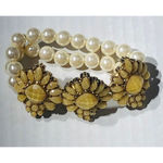 Vintage Rhinestone Glass Metal Floral Necklace Bracelet Earrings Set Photo 4