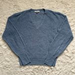 Madewell Sweater Alpaca-Blend Deep V-Neck Long Sleeve Hthr Blue Jeans M Photo 2