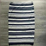 Ralph Lauren Lauren Blue Cream Striped Pencil Skirt Stretch Size L Career Work Photo 1