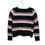 Italian Striped Wool Sweater Americana Crew Neck Long Sleeve Blue Size XS Photo 7