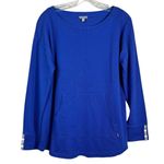 Talbots T by Blue Thermal Knit Long Sleeve Pullover Nautical Stripe Top Medium M Photo 0