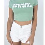 SheIn Women's Cowgirl Turquoise Crewneck Short Sleeve Tee Size XS Photo 0