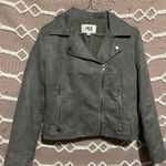 Jack by BB Dakota Gray Suede Fitted Motorcycle Jacket Coat Photo 0