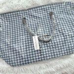 LULU DHARMA | Blue White Black Houndstooth Overnight Weekender Bag Luggage Tote Blue Photo 1