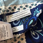 J.Crew  white with blue ribbon block print tie-front ruffle top S Photo 10