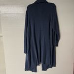 Lane Bryant Cardigan Women Plus 22 Blue Gold Pearl Button Open Front Ribbed Long Photo 6