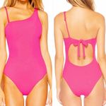 Becca by Rebecca Virtue Pink Ribbed Asymmetrical One Piece hot pink/coral Photo 2