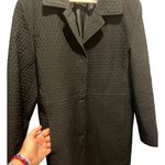 Gallery  Womens Quilted Black Trench Coat Button-Front Size L Photo 11