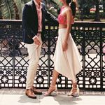 Alexis  white polka dot satin asymmetrical skirt Photo 1