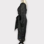 ASTR The Label Terese Midi Dress Women's Small Black Floral Burnout Tie Waist Photo 3