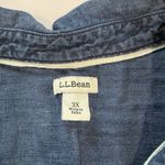 LL Bean Medium Wash Button Up Short Sleeve Denim Shirt Size 3X Pockets Blue Photo 5