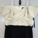 NWT Theia Black/Ivory Crisscross Off the Shoulder Color Block Jumpsuit Size 10 Black Photo 15