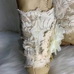Handmade Womens White Floral Beaded Removable Boot Band One Size Boot Cuff Photo 3