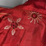 VNTG 100% SILK APPLIQUÉ EMBROIDERED LIGHTWEIGHT JACKET GOLD STITCHING HAND MADE Red Size M Photo 6