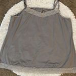 Avenue Plus Size Grey, silver Shimmer Lace Border Cami Tank Photo 0