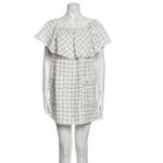 Reformation Plaid Windowpane Linen Square Neckline Ruffle Dress Small Photo 29