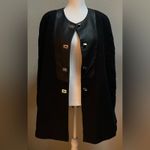 Sandro Leather Insert Wool Blend Black Cape Turnlock Silver Hardware Cloak Luxe Photo 3