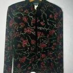 XScape  by Joanna Chen Floral Print Velvet Y2K Velvet Glittering Black Cardigan Photo 1