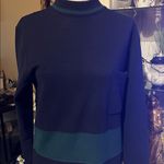 Brooks Brothers  100% wool navy block striped long sleeve dress size S  pocket Photo 2