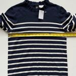 J. Crew Factory Navy & White Ruffle Collar Striped Sweater Photo 4