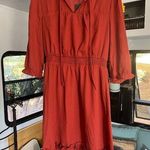 Allegra K  Women's Red Ruffle Hem Smocked Chiffon Dress Size S Photo 0