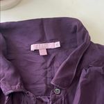 Calypso St. Barth  100% Silk Long Sleeve Button Down Pocket Blouse Dark Purple M Photo 6
