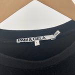 Pam & Gela Shirred Mini Dress Black Terry Velour Adjustable Ruching Size Large Photo 4