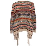 Boho Aztec Print Tribal Open Front Cardigan Waterfall Drape Sweater Orange Size M Photo 2