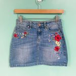 Highline Collective Denim Floral Embroidered Mini Skirt Photo 1