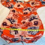Lilian Floral Ruched Dress Woman’s Size 1X Deep V Neck Bold Orange Photo 11
