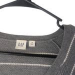Gap  Women Medium‎ Grey Merino Wool Blend V Neck Striped Long Sleeve Sweater Photo 3