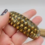 Vintage Lucite Resin Gold Ball & Brass Bangle Bracelet Gold Photo 3