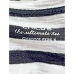 Chico's  Striped 3/4‎ Sleeve Pocket T Shirt Womens XL Black White Ultimate Tee Photo 6