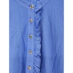 Tory Burch  Blue Lydia Ruffle Polo Shirt Women's Size Medium Photo 4