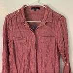 Velvet Heart Button Down Shirt Red White Gingham Photo 3
