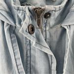 Jack by BB Dakota Jacket Small Chambray Hi-Low Hooded Zip Up Lightweight Casual Photo 5