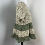 Paper Crane Peasant Tiered Floral Top Dusty Green Boho Blouse Medium Photo 3