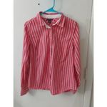 Tommy Hilfiger Red /White Striped Button Down Shirt M Classic Preppy Cherrygirl Photo 2
