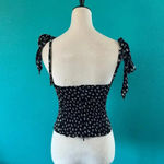 Reformation Ellora Floral Tie Strap Cropped Tank Black Smocked Womens Size 2 Photo 3