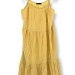 Very J  | Small | 100% Cotton Yellow Tiered Gauzy Shoulder Tie Midi Sundress Photo 0
