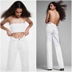 ZARA NWOT High Rise Straight Leg Faux Cut Out Thong Jeans 5Pocket 6 White # 3430 Photo 1