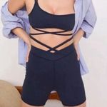 For Love & Lemons  Chloe Midnight Blue Waist Strap Ribbed Bike Shorts S Photo 2